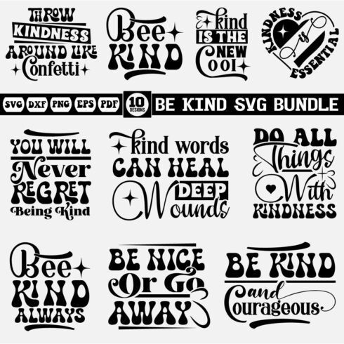 Be Kind svg bundle cover image.