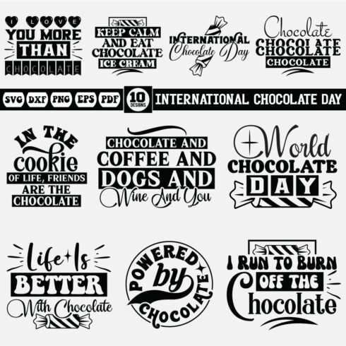 International Chocolate Day svg bundle cover image.