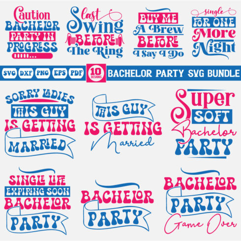 Bachelor Party svg bundle cover image.