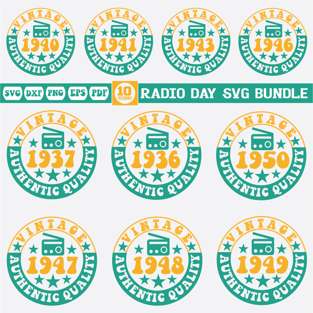 Radio Day Svg bundle preview image.