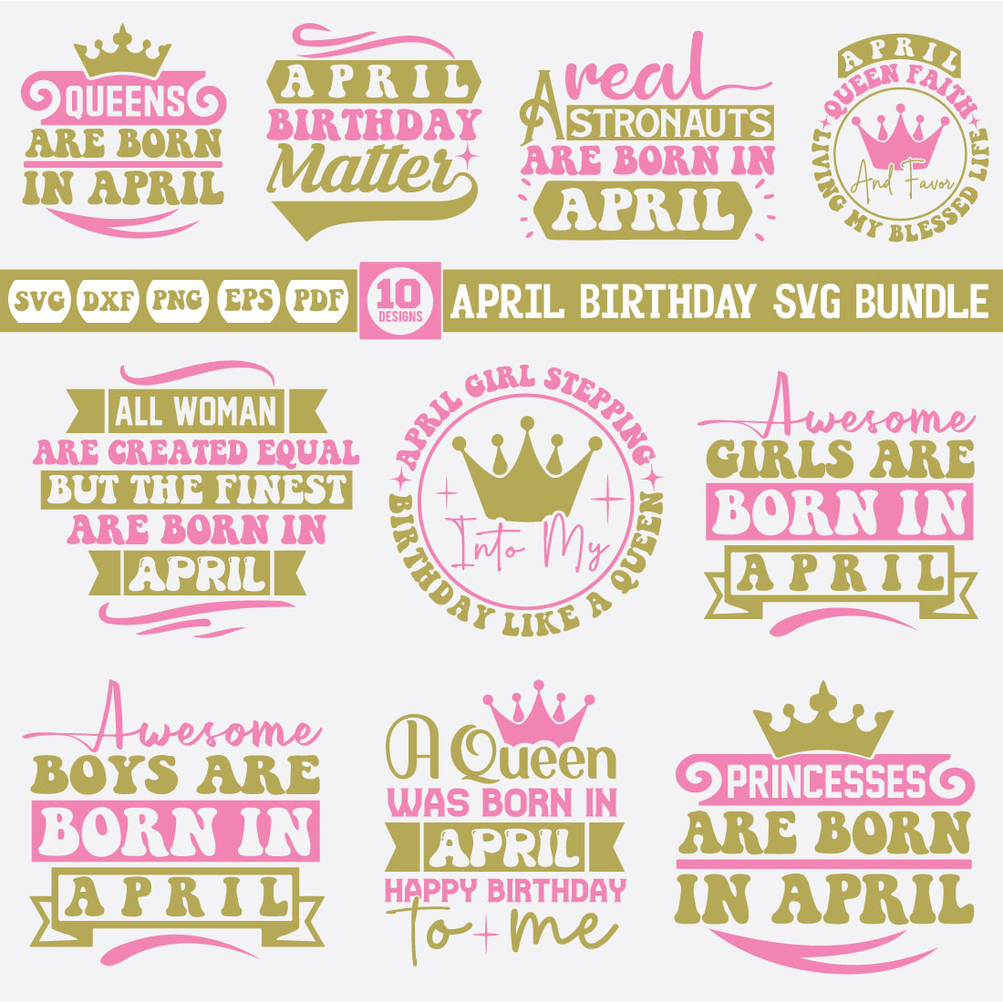 April birthday svg bundle cover image.