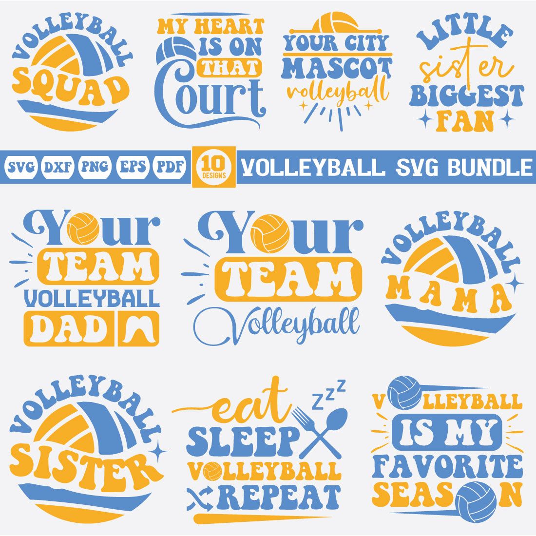 Volleyball svg bundle preview image.