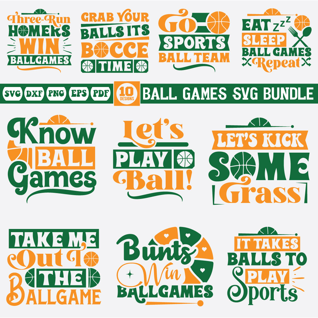 Ball Games svg bundle preview image.