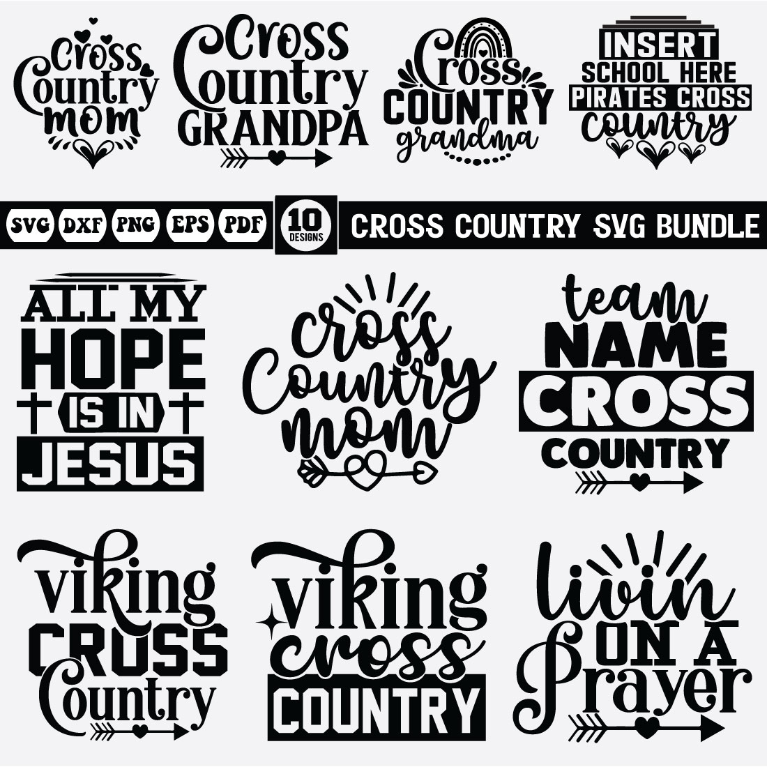 cross country Svg bundle preview image.