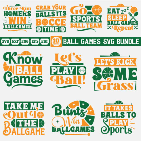 Ball Games svg bundle cover image.