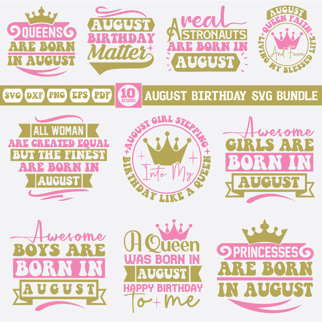 august birthday Svg Bundle cover image.