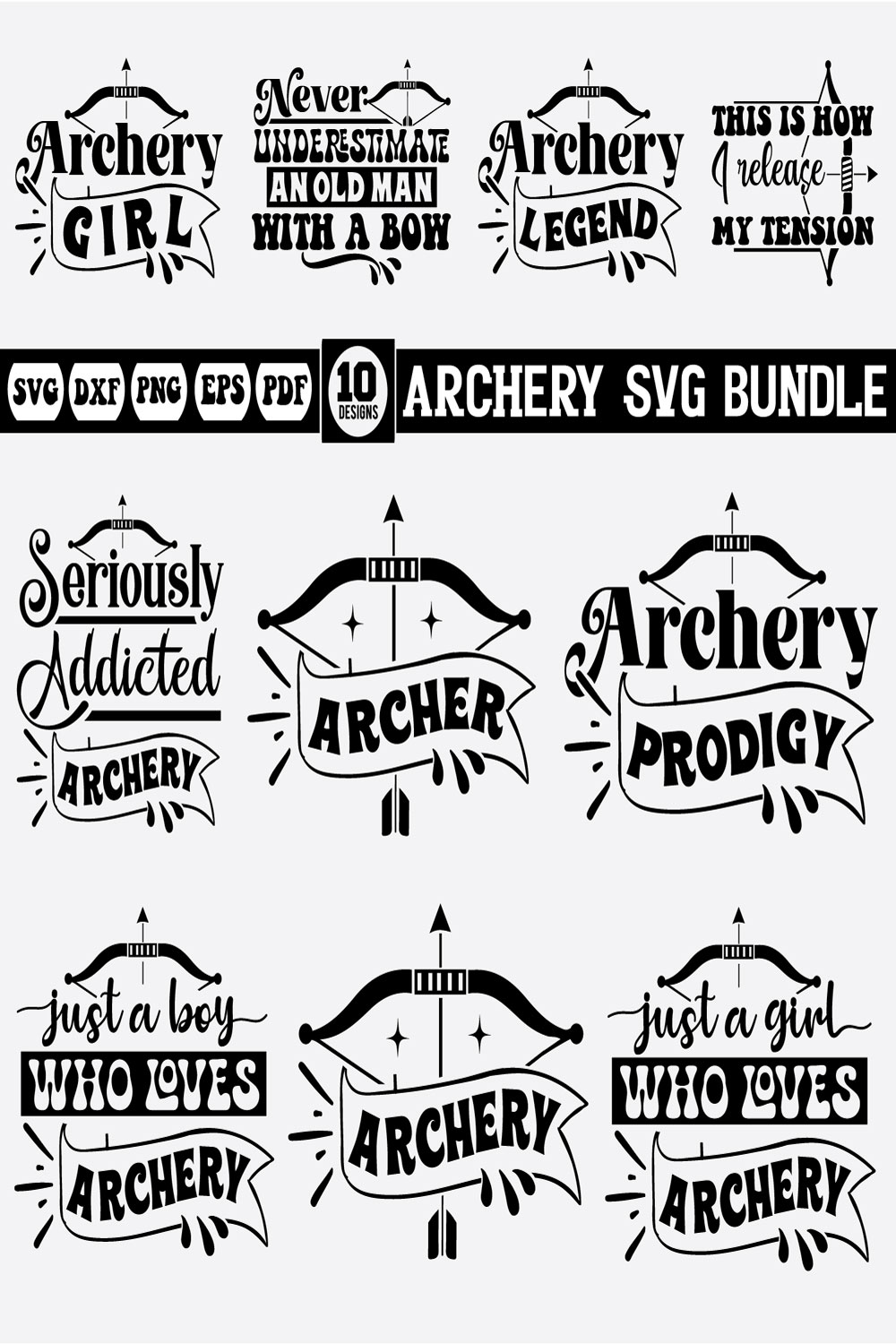 Archery Svg Bundle pinterest preview image.