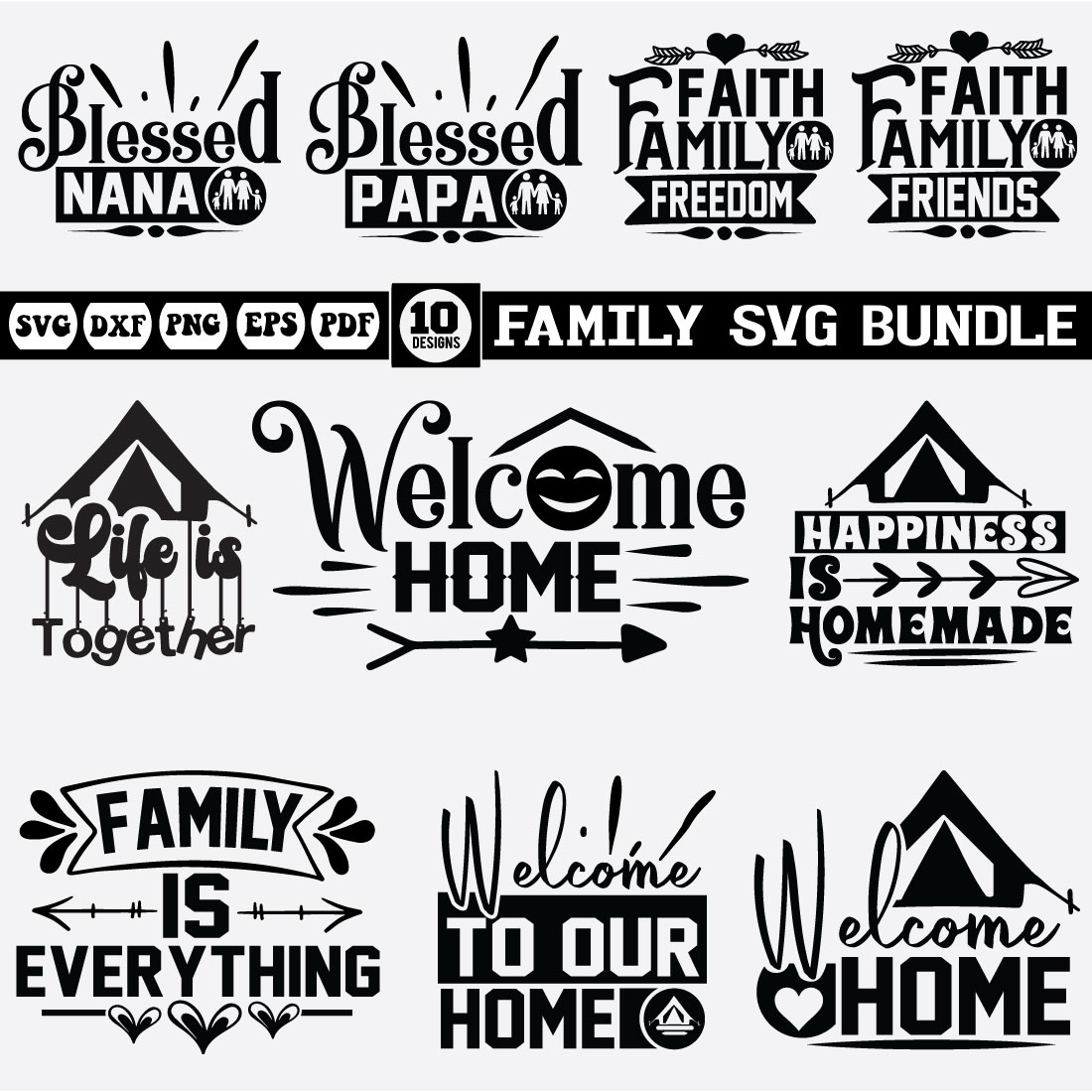 FAMILY Svg bundle preview image.