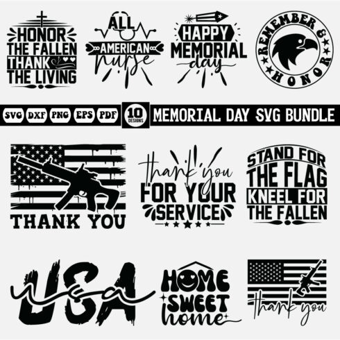 memorial day Svg design bundle cover image.