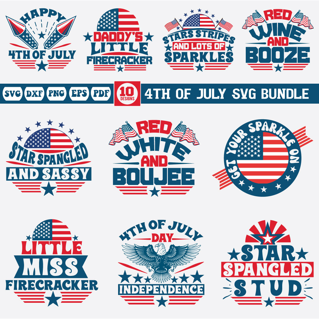 4th of July Svg bundle preview image.