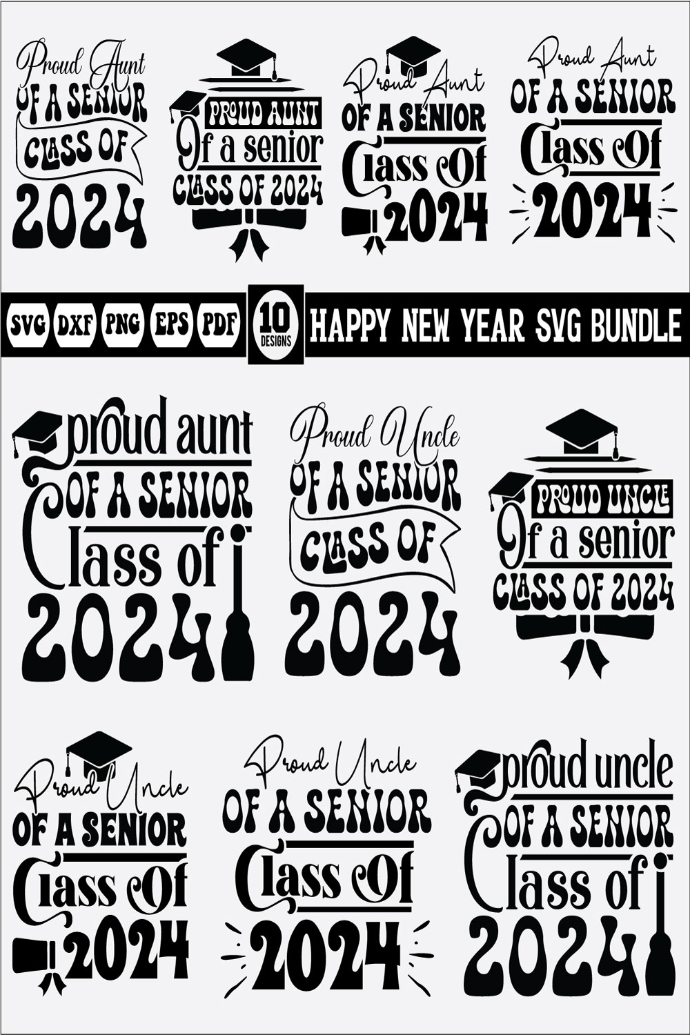 Happy New Year Svg Design Bundle pinterest preview image.