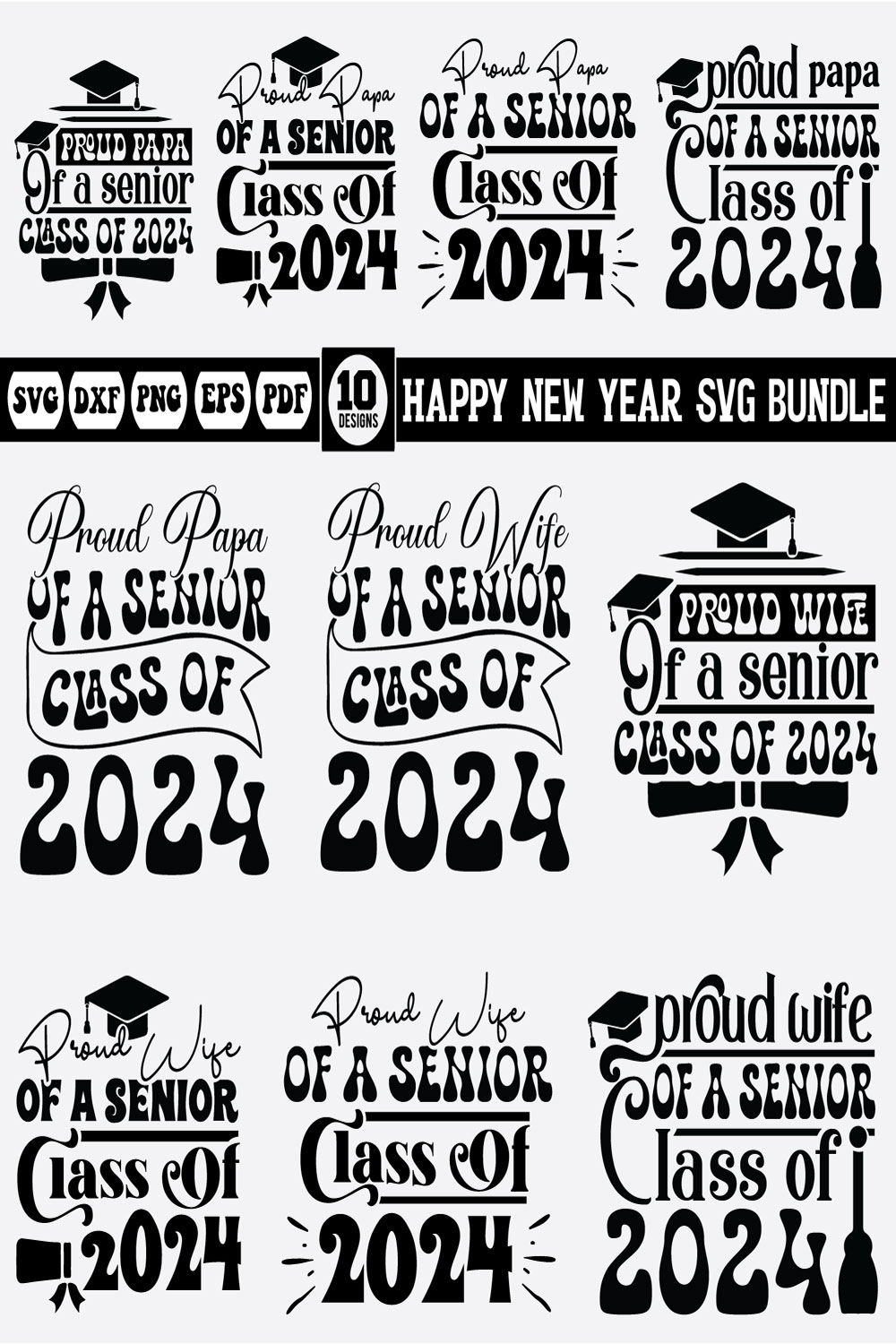 Happy New Year Svg Bundle vol-1 pinterest preview image.