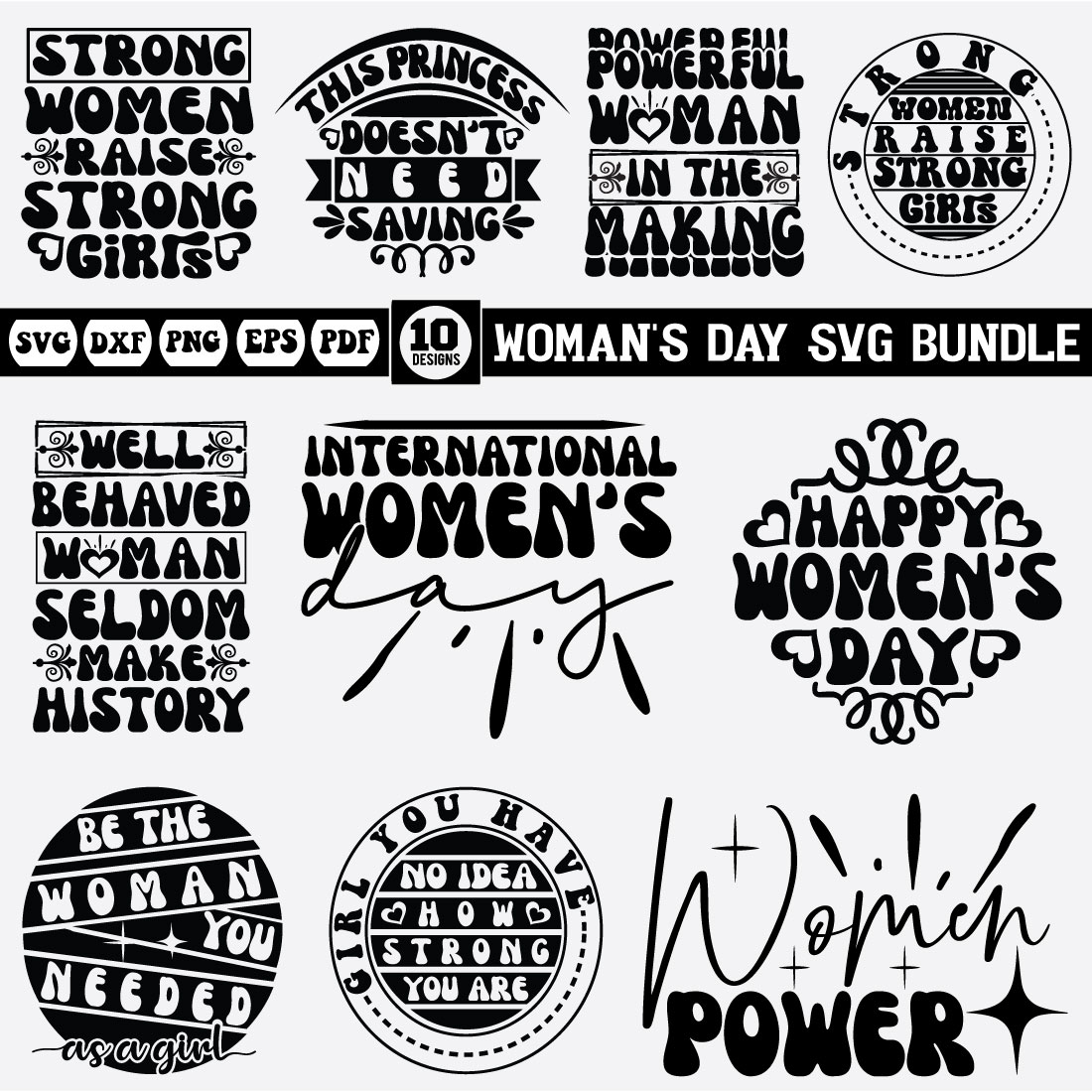 women's day Svg design bundle preview image.