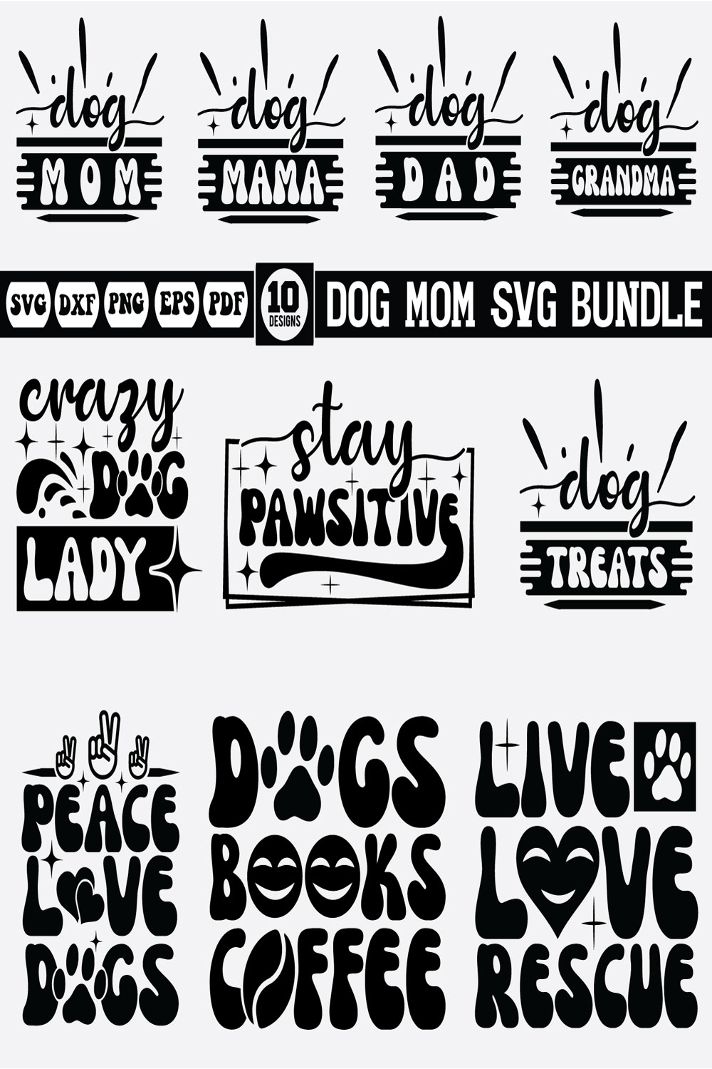 Dog Mom SVG Bundle pinterest preview image.