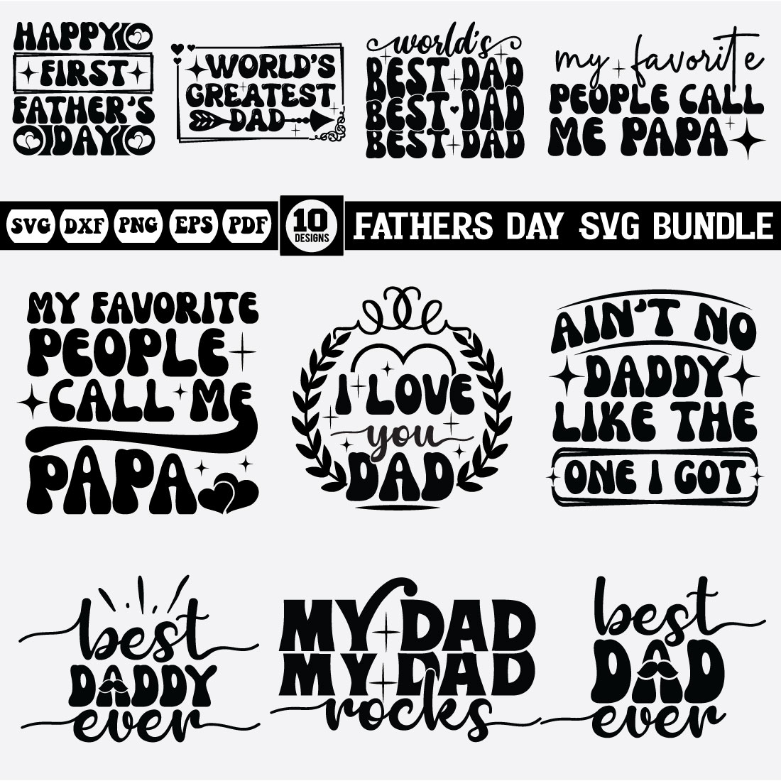 Father's Day Svg bundle preview image.