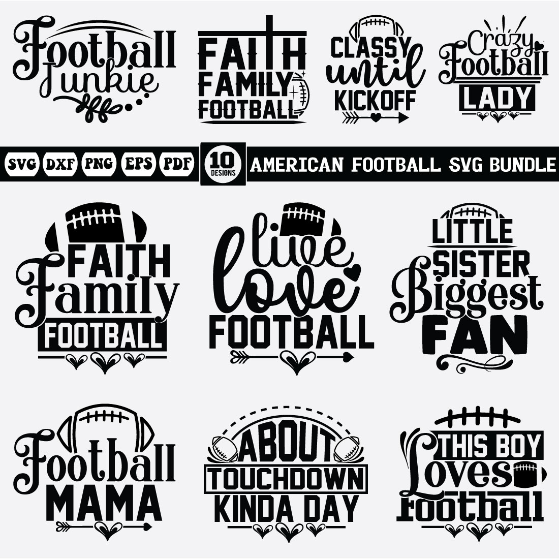 American Football Svg bundle cover image.