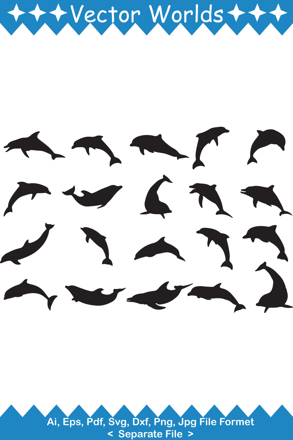 Dolphin SVG Vector Design pinterest preview image.