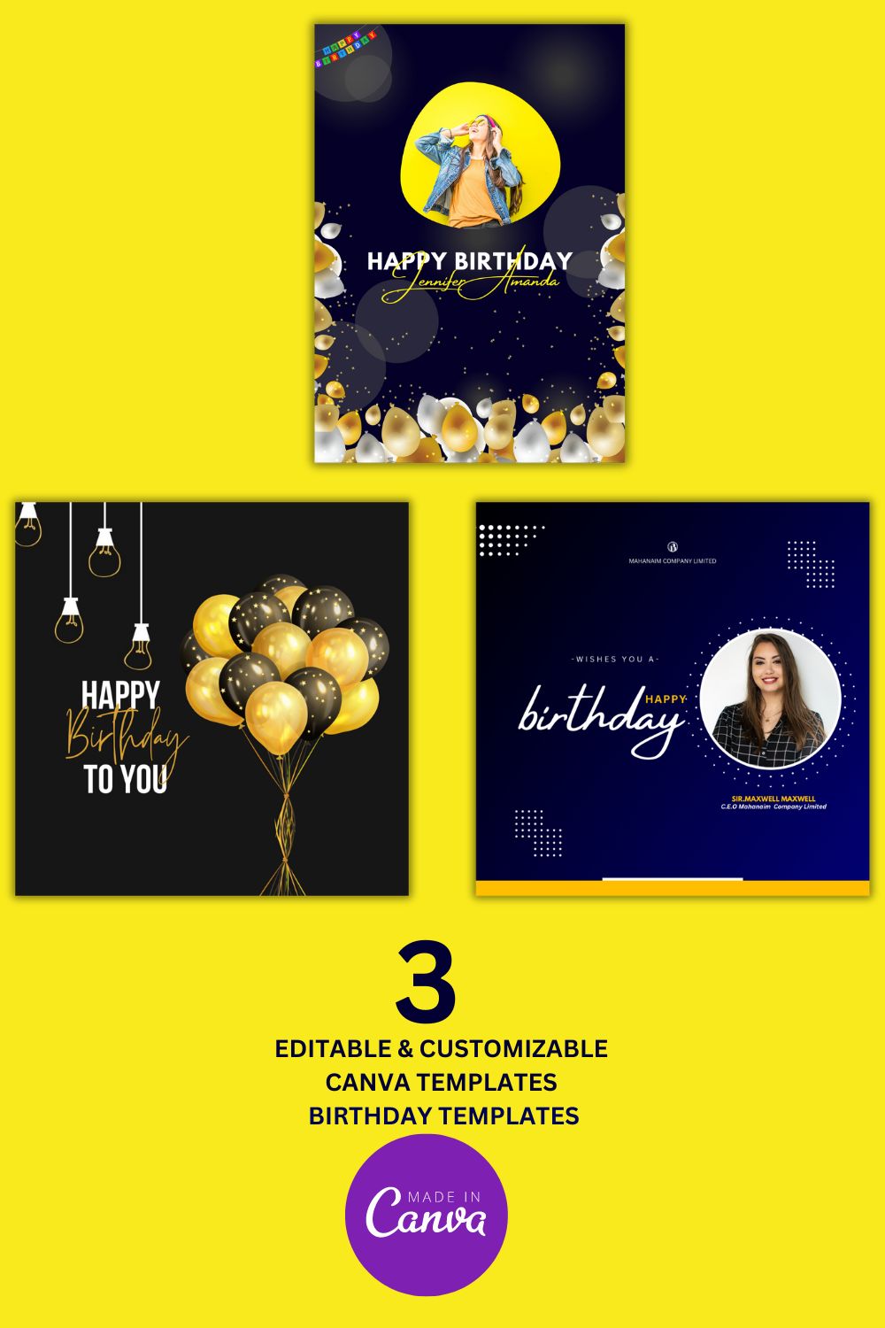 Birthday Design Templates pinterest preview image.