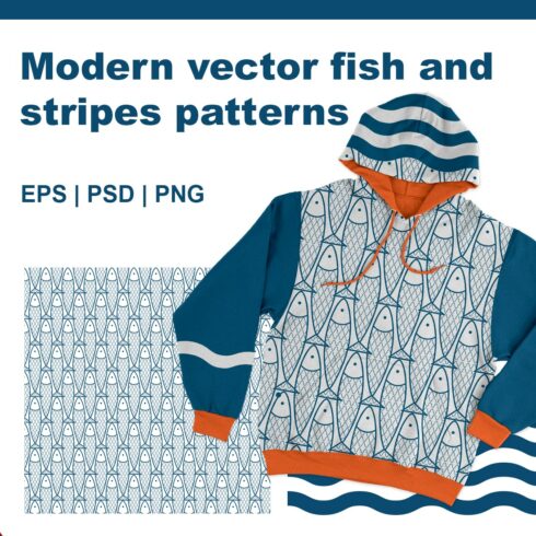 All eyes on your product with this design! Exclusive and modern fish and color striped pattern design for your successful projects! cover image.