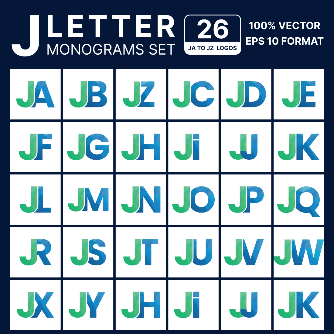 26 JA to JZ Alphabet Monograms preview image.