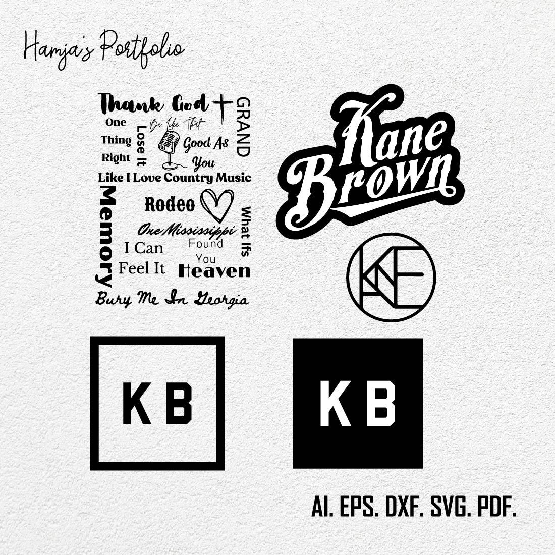 Kane Brown Logo Bundle SVG Digital File, Kane Brown Svg, KB Svg,Kane Brown Song Series Shirt Design SVG Graphic Design File cover image.