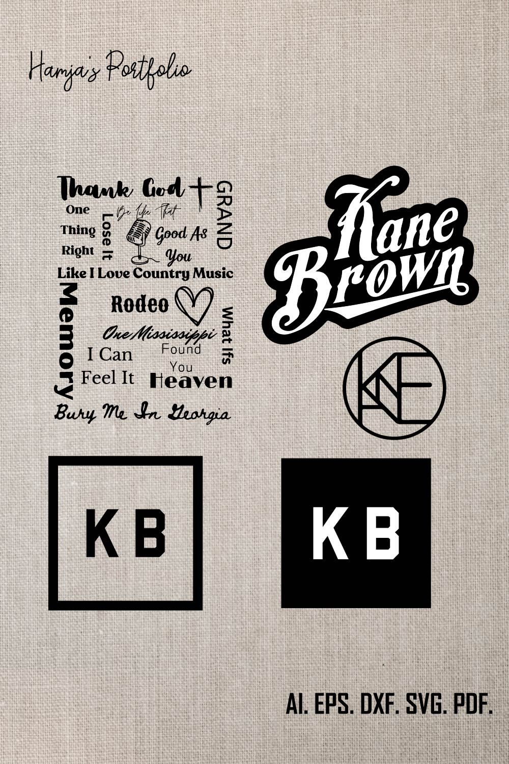 Kane Brown Logo Bundle SVG Digital File, Kane Brown Svg, KB Svg,Kane Brown Song Series Shirt Design SVG Graphic Design File pinterest preview image.