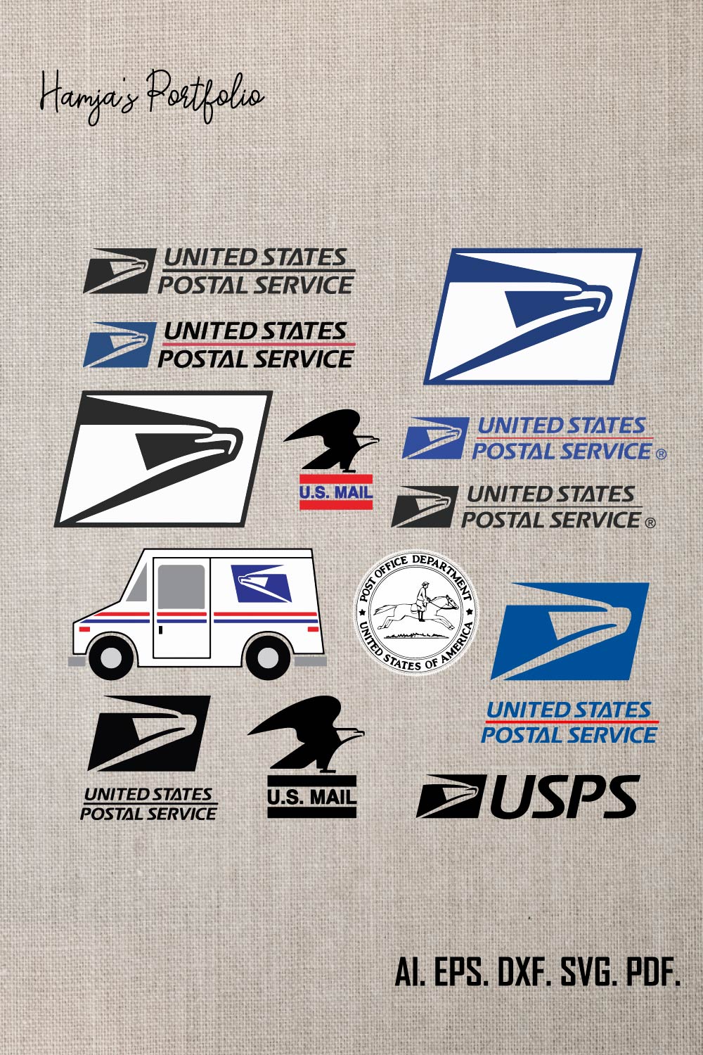 Mail Truck SVG, USPS, US Mail Vector Logo bundleUSPS Logo bundlePostal service svg, usps svg, usps eagle, us mail, usps cut file, uspc cricut, post office, postman, mail office pinterest preview image.