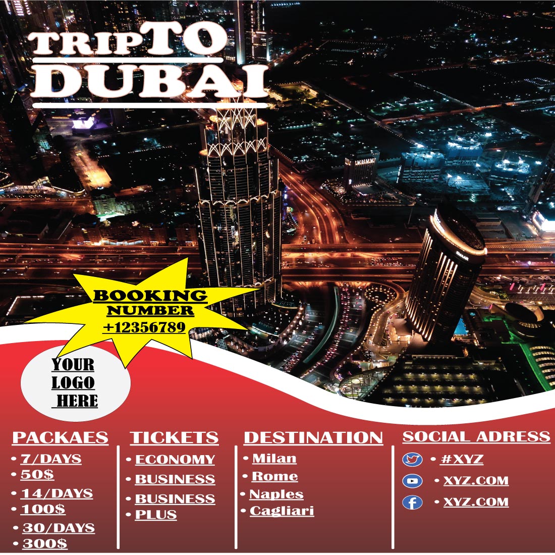 travel agency flyer template preview image.