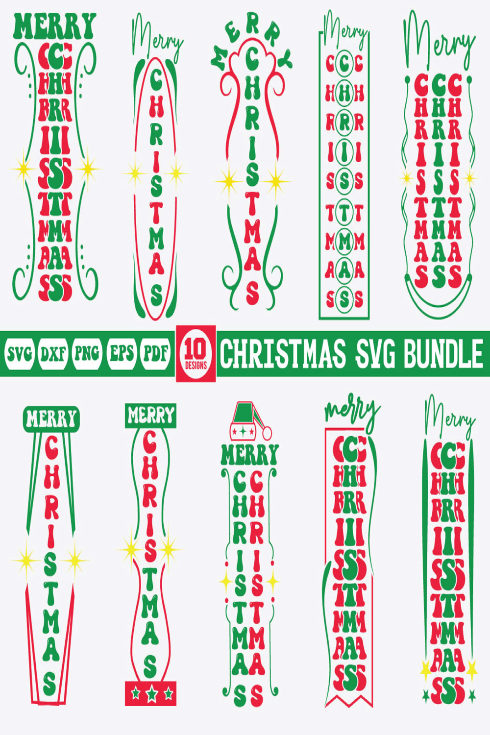 Merry Christmas Porch Sings Svg Bundle pinterest preview image.