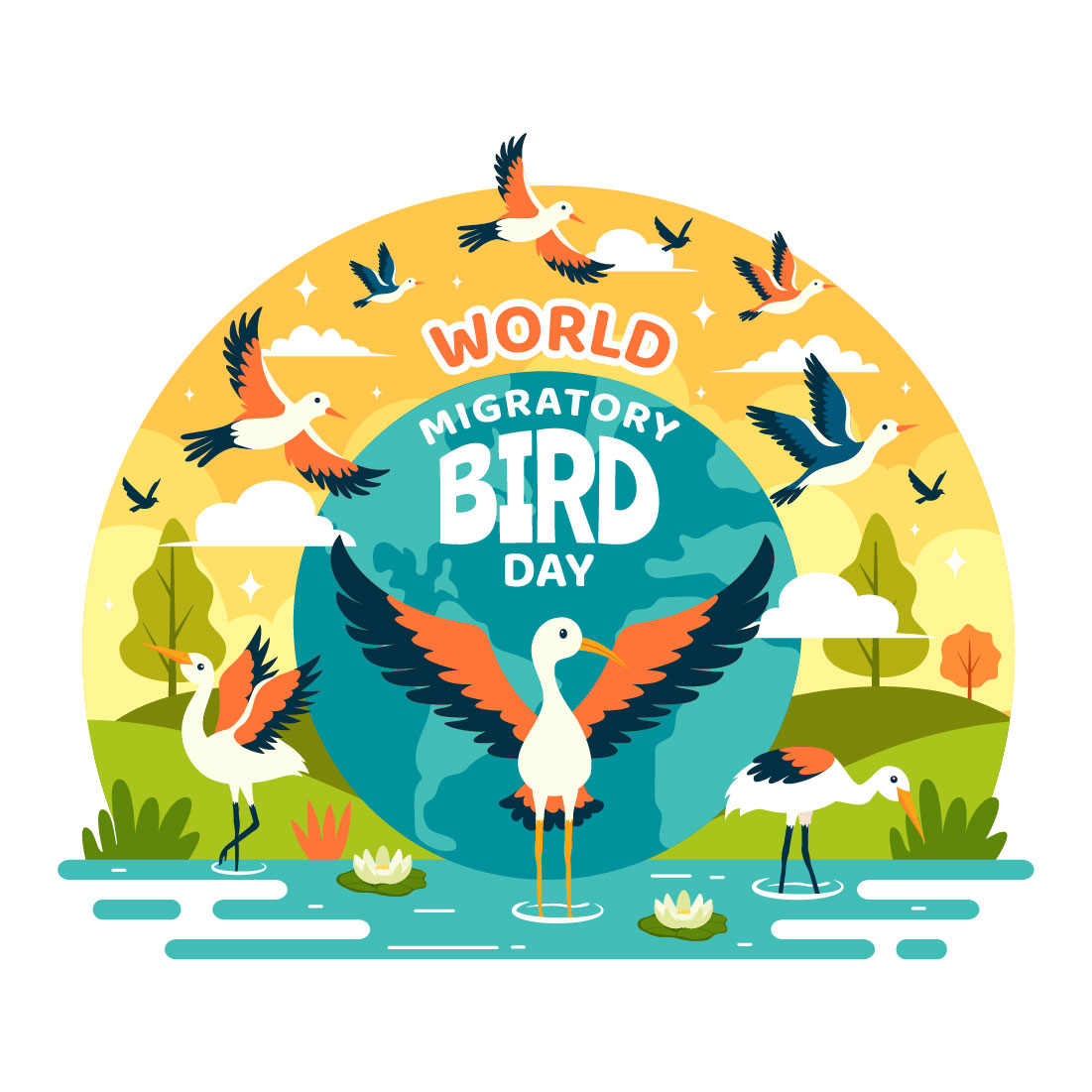 12 World Migratory Bird Day Illustration preview image.