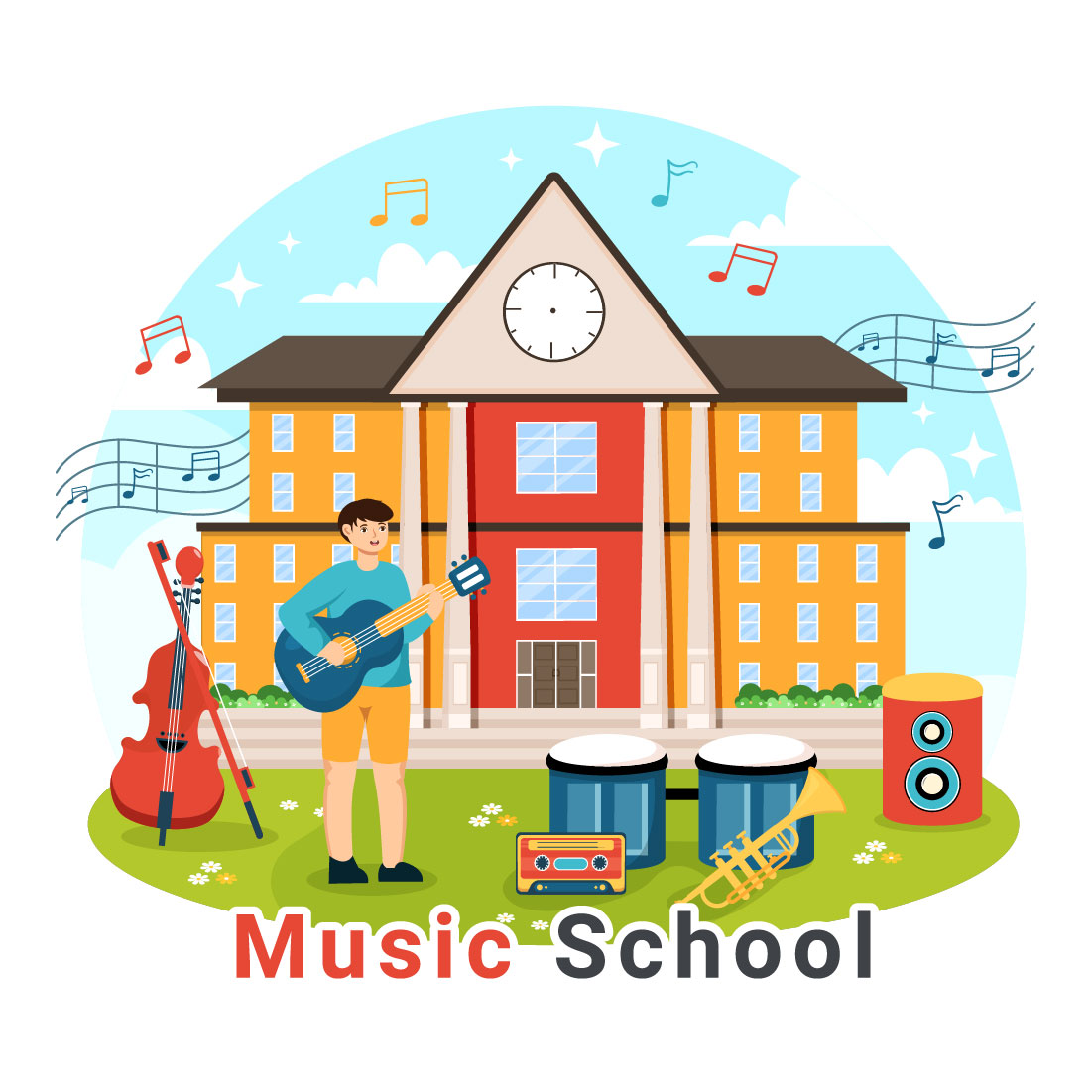 12 Music School Illustration preview image.
