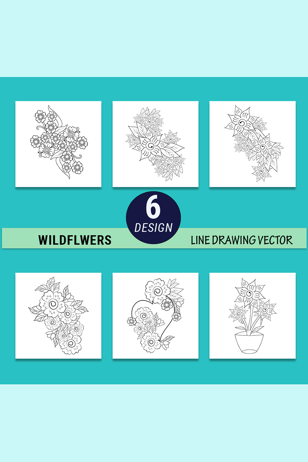 wildflower drawing, outline wildflower drawing, wildflower drawing tattoo, botanical wildflower drawing pinterest preview image.