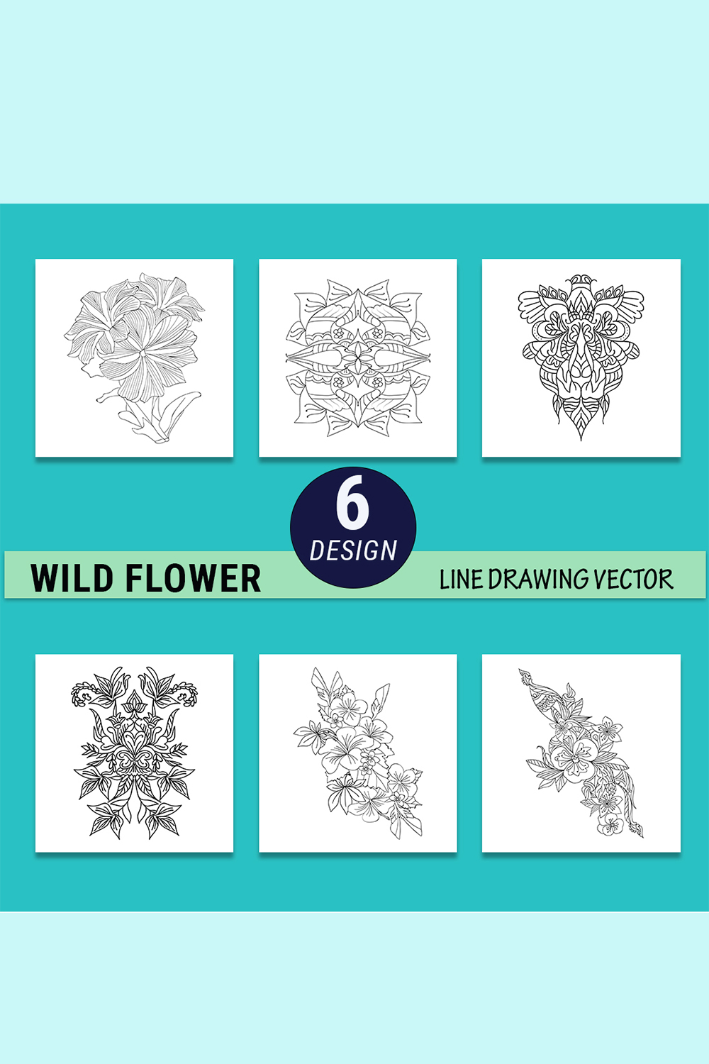 botanical wildflower drawing, easy simple wildflower drawing, minimalist wildflower drawing, aesthesic wildflower drawing pinterest preview image.