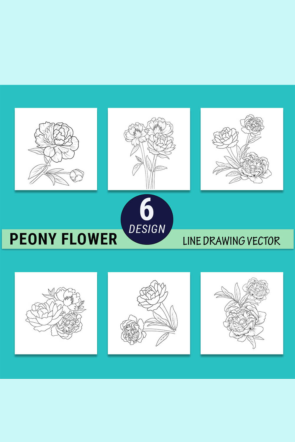 Peony flower art, Paeonia suffruticosa simple outline peony drawing, Paeonia suffruticosa shikoku, tattoo outline, peony flower drawing pinterest preview image.