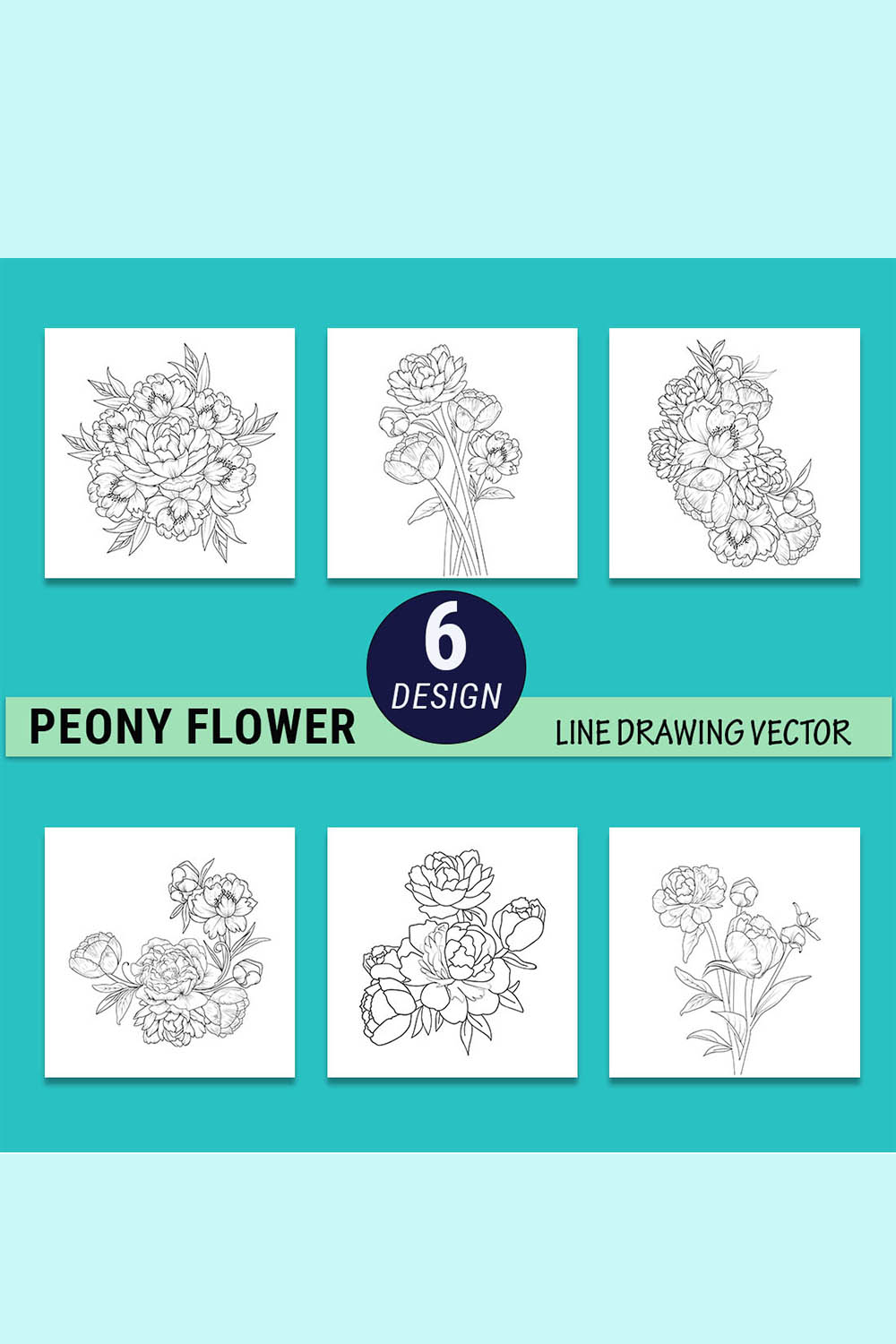 outline peony flower drawing Peony flower vector, Japanese peony flower drawing, line drawing Japanese peony flower pinterest preview image.