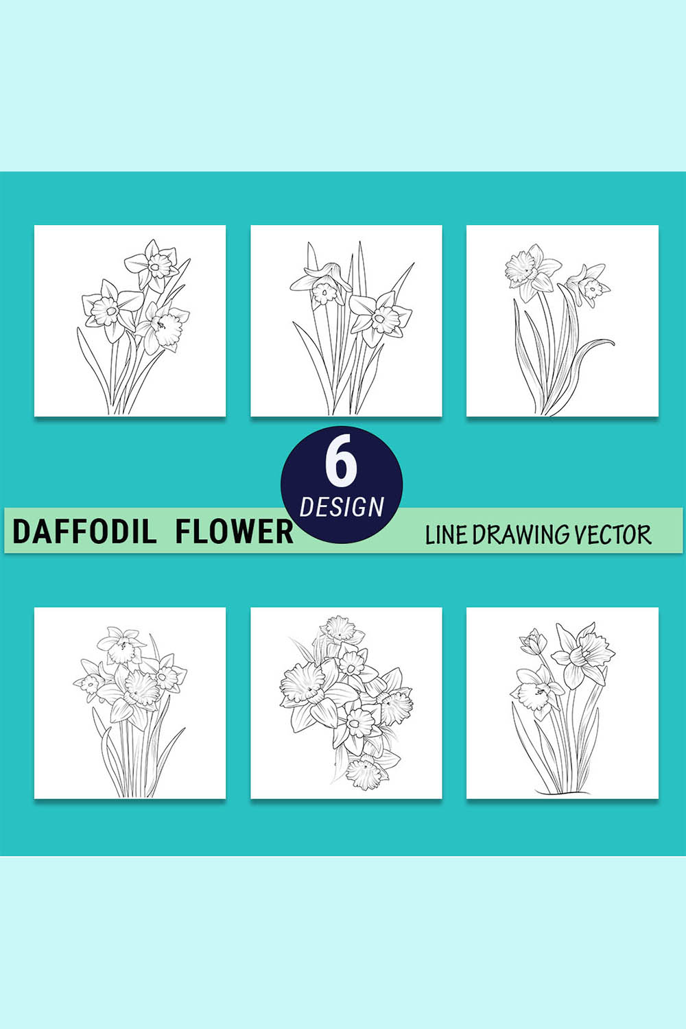 Daffodil flower, daffodil, daffodil line art, daffodil flower coloring pages, daffodil drawings, yellow daffodil, daffodil outline, scientific daffodil botanical illustration pinterest preview image.