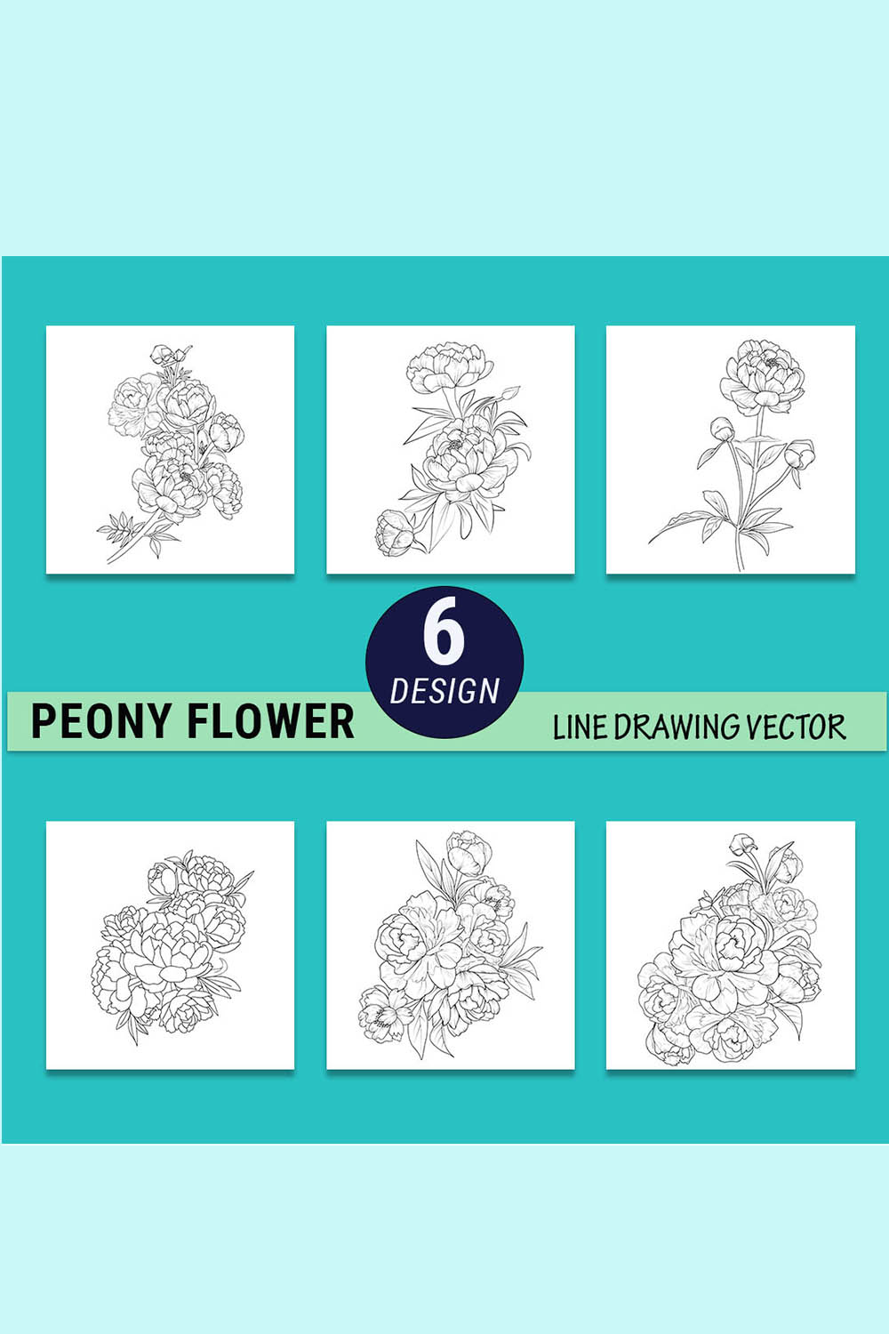 Peony flower line art, peony line drawing tattoo, linework peony tattoo design, scientific peony botanical illustration Peony flower sketch art pinterest preview image.