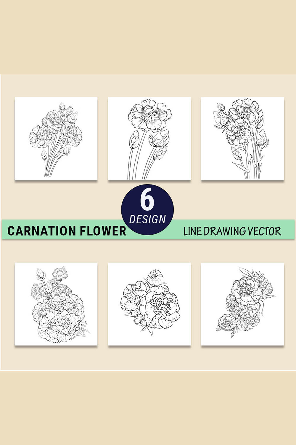 Carnation botanical line drawing, carnation isolated, carnation pencil art, carnation pencil drawing, carnation vector sketch, carnation pencil sketch pinterest preview image.
