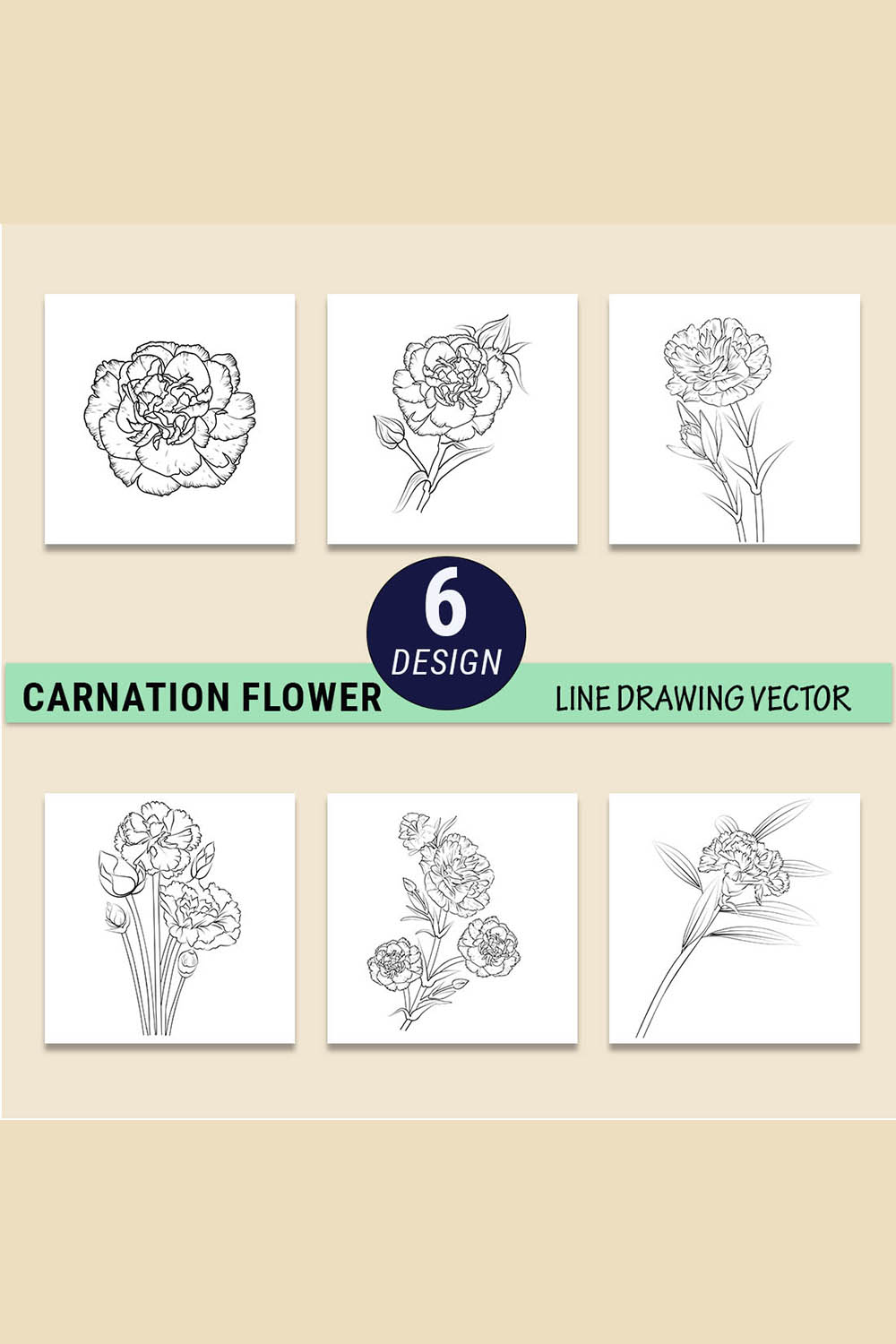 Dianthus flower drawing, carnation flower line art, carnation clipart black and white, simple carnation line drawing pinterest preview image.