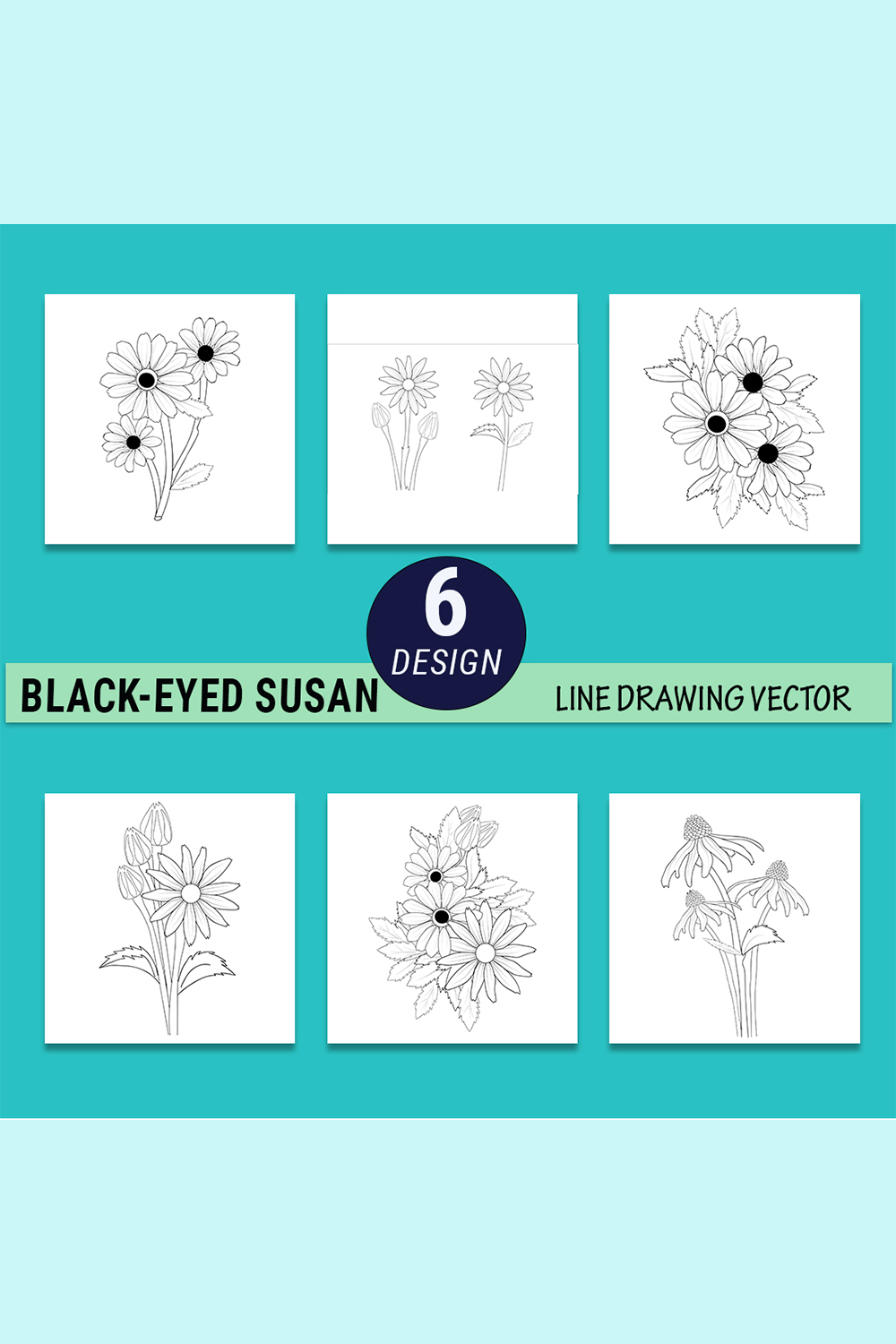 Black-eyed Susan coloring pages, Black-eyed Susan line art, chrysanthemum tattoo design, chrysanthemum tattoo outline, pinterest preview image.