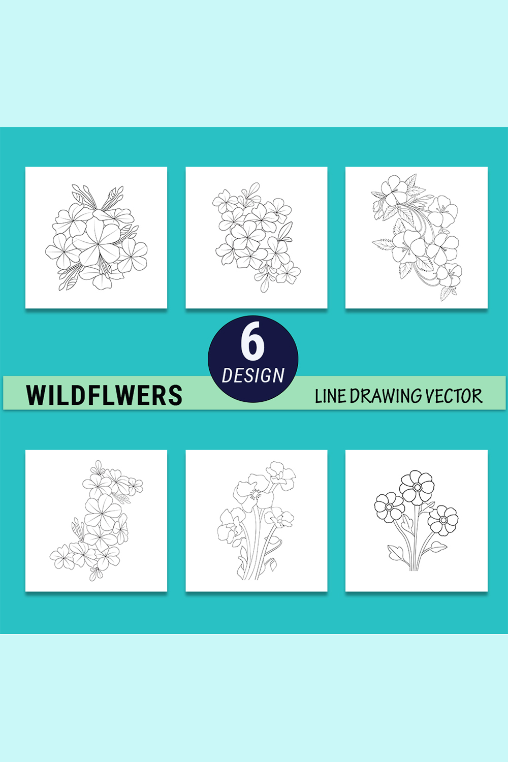 easy simple wildflower drawing, minimalist wildflower drawing, aesthesic wildflower drawing pinterest preview image.