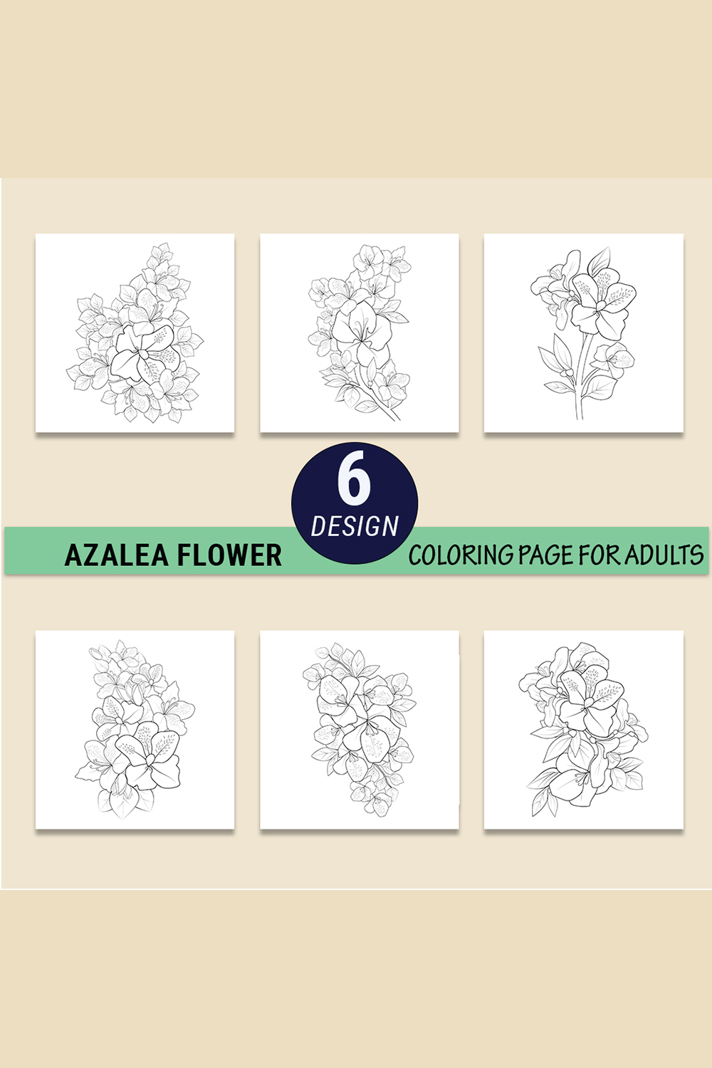 outline azalea drawing, botanical azalea drawing, the national flower of Nepal drawing, rhododendron sketch pinterest preview image.