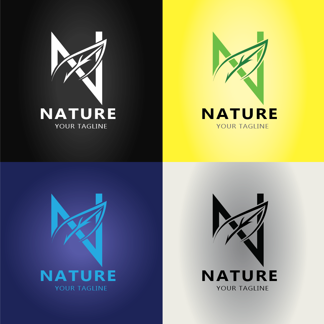 Creative Minimal Nature logo design | professional N letter logo design preview image.