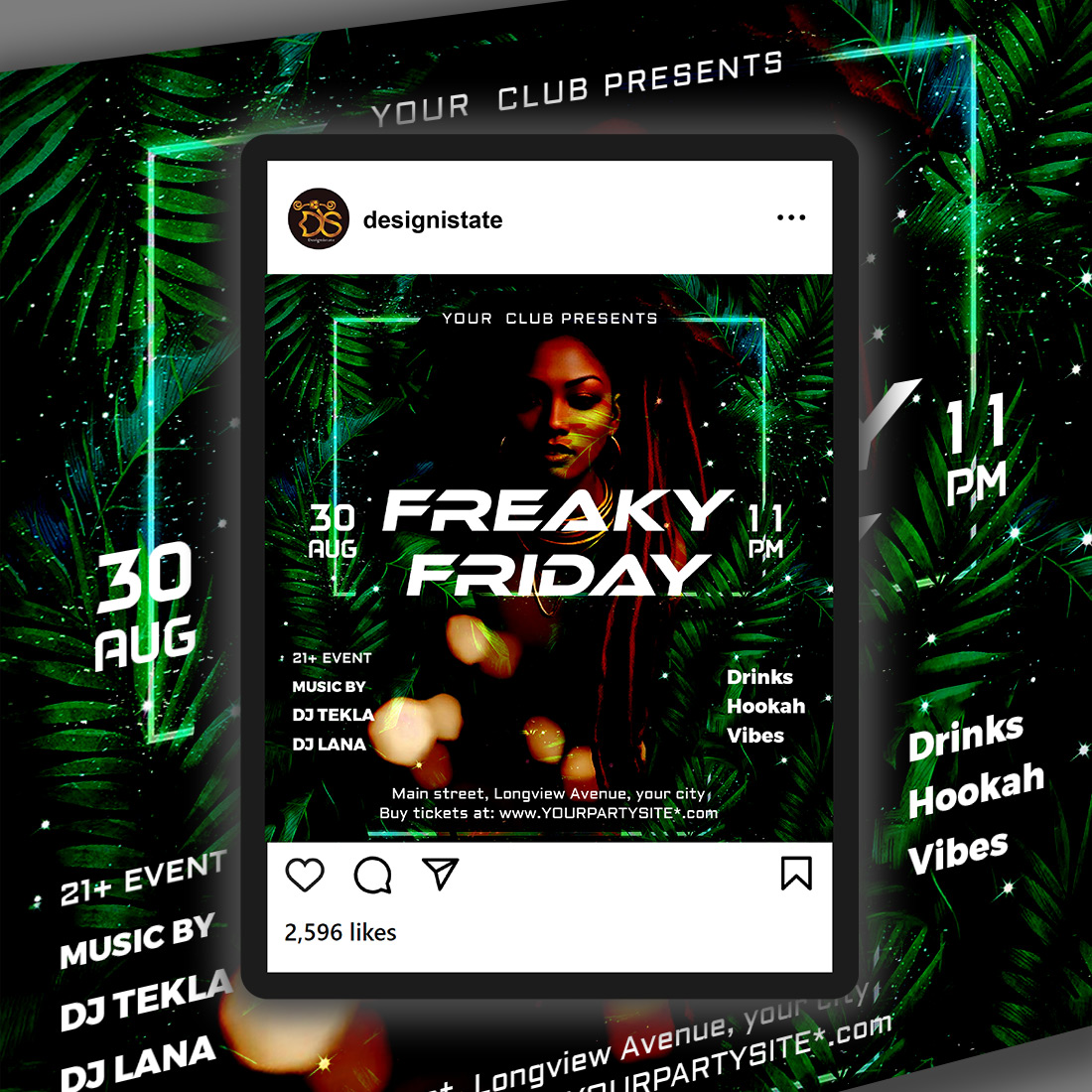 Night Club - Social Media PSD Template preview image.