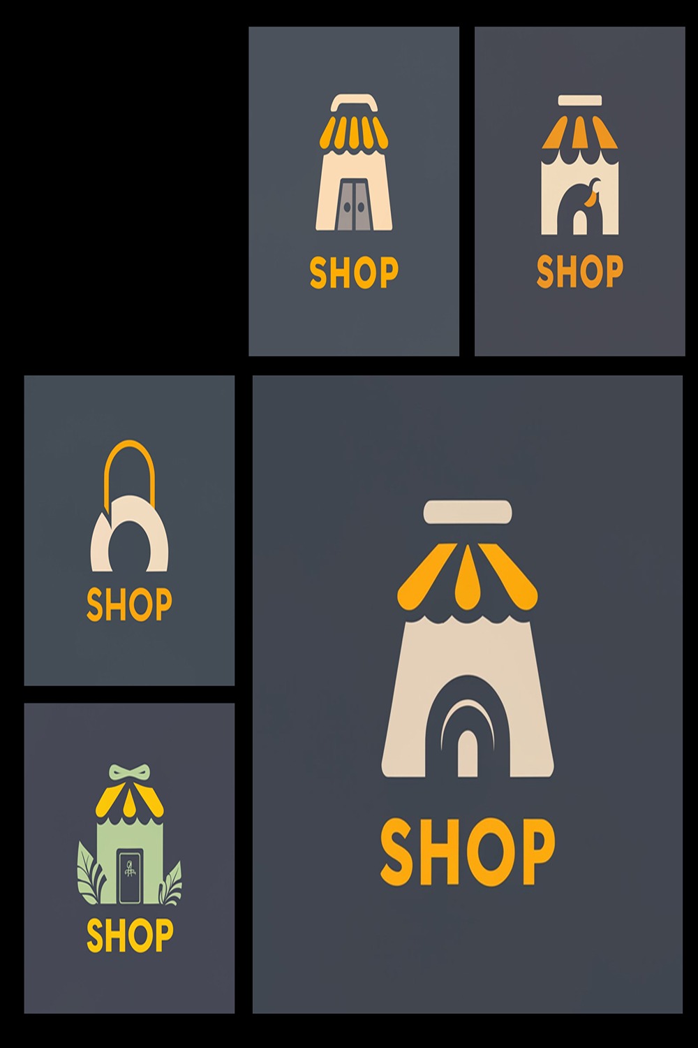 Online Shop Logo Design Template Total = 05 pinterest preview image.