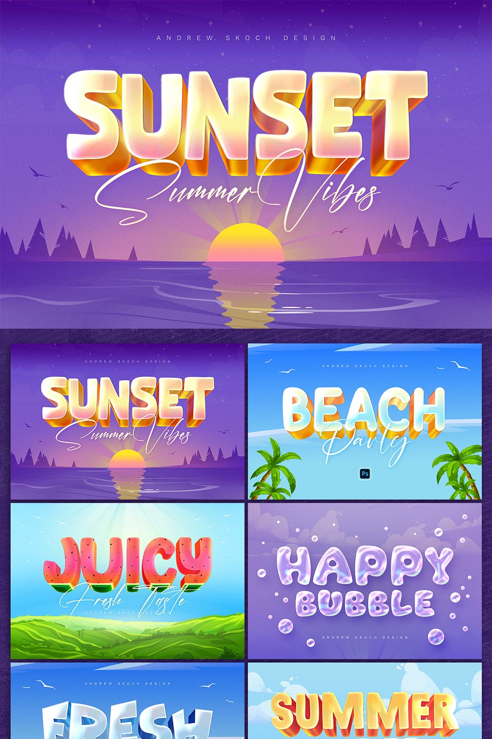 Summer Text Effects pinterest preview image.