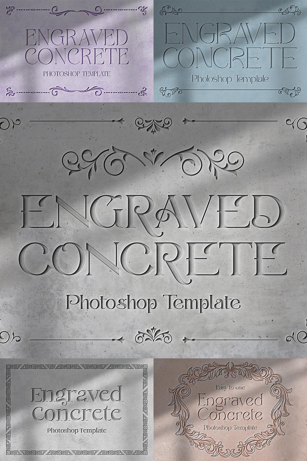 Engraved Concrete Template pinterest preview image.