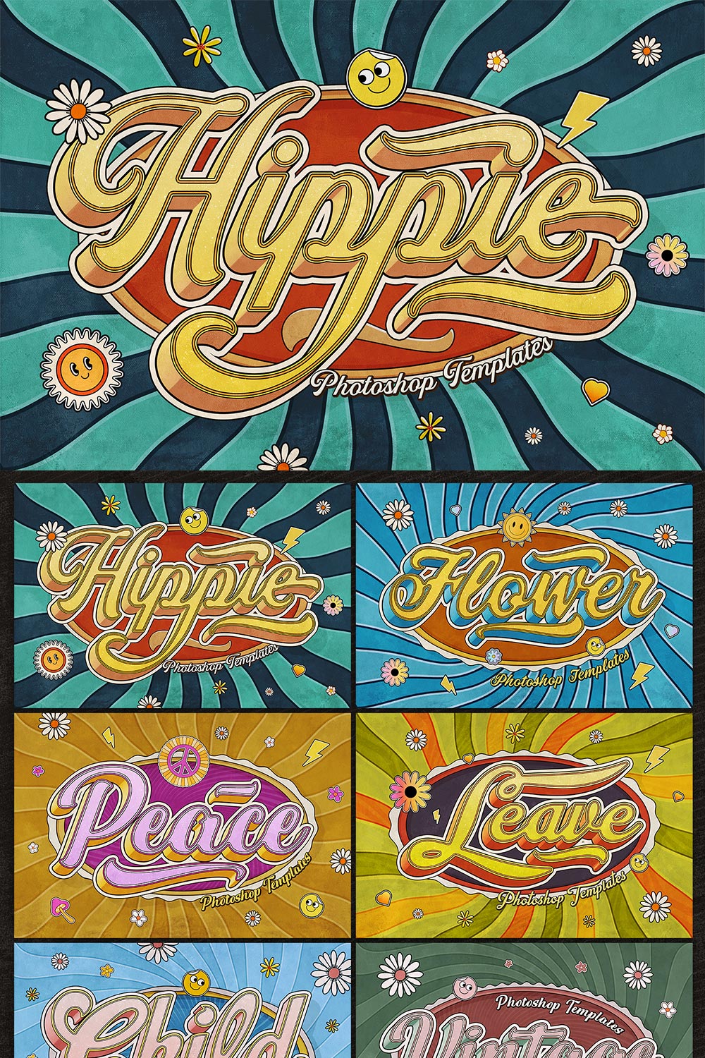 Retro Hippie Text Effects pinterest preview image.