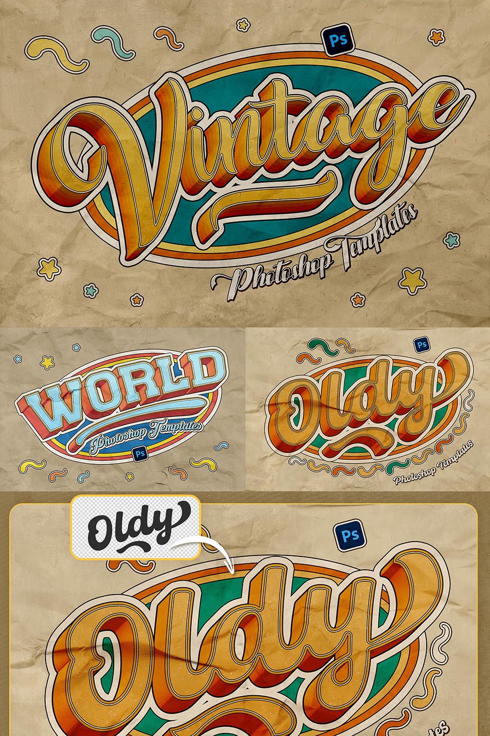 Retro Text Effects pinterest preview image.