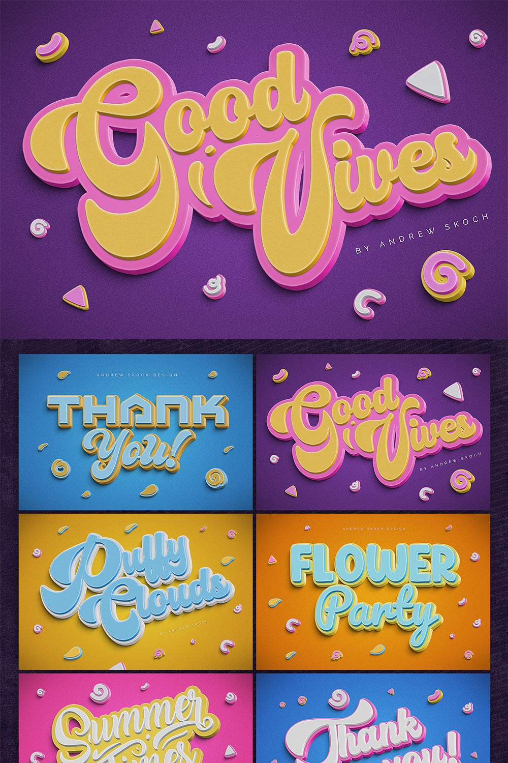 Double 3D Text Effects pinterest preview image.